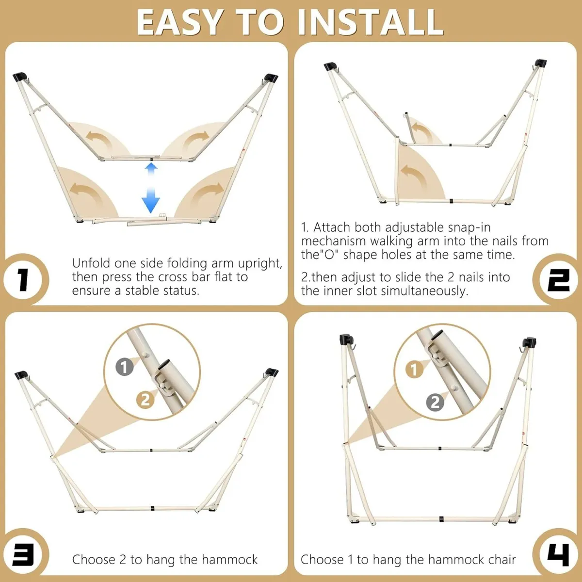 2 in 1 Hammock Hanging Chair with Foldable - Image 4
