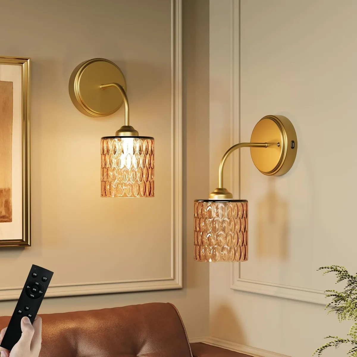 Vintage Rechargeable Wall Lights Battery Amber - Image 1