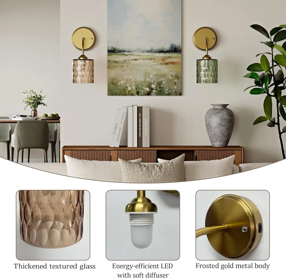 Vintage Rechargeable Wall Lights Battery Amber - Image 4