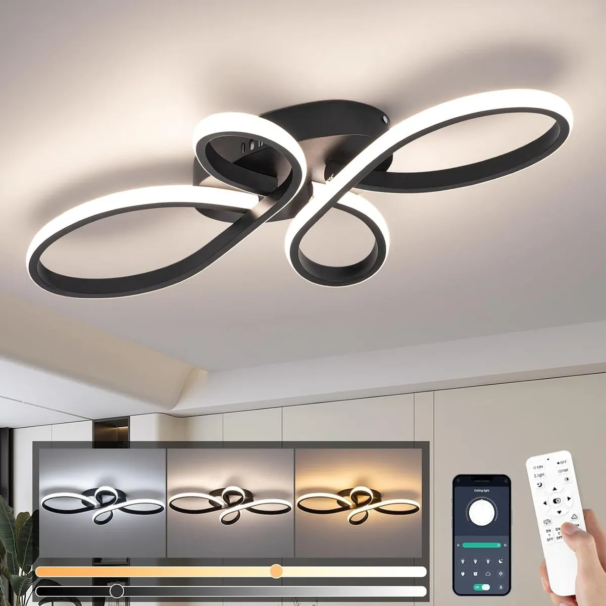 LED Ceiling Light Dimmable Modern Lamp with Remote - Image 1