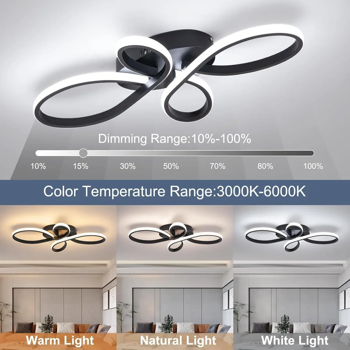LED Ceiling Light Dimmable Modern Lamp with Remote - Image 2