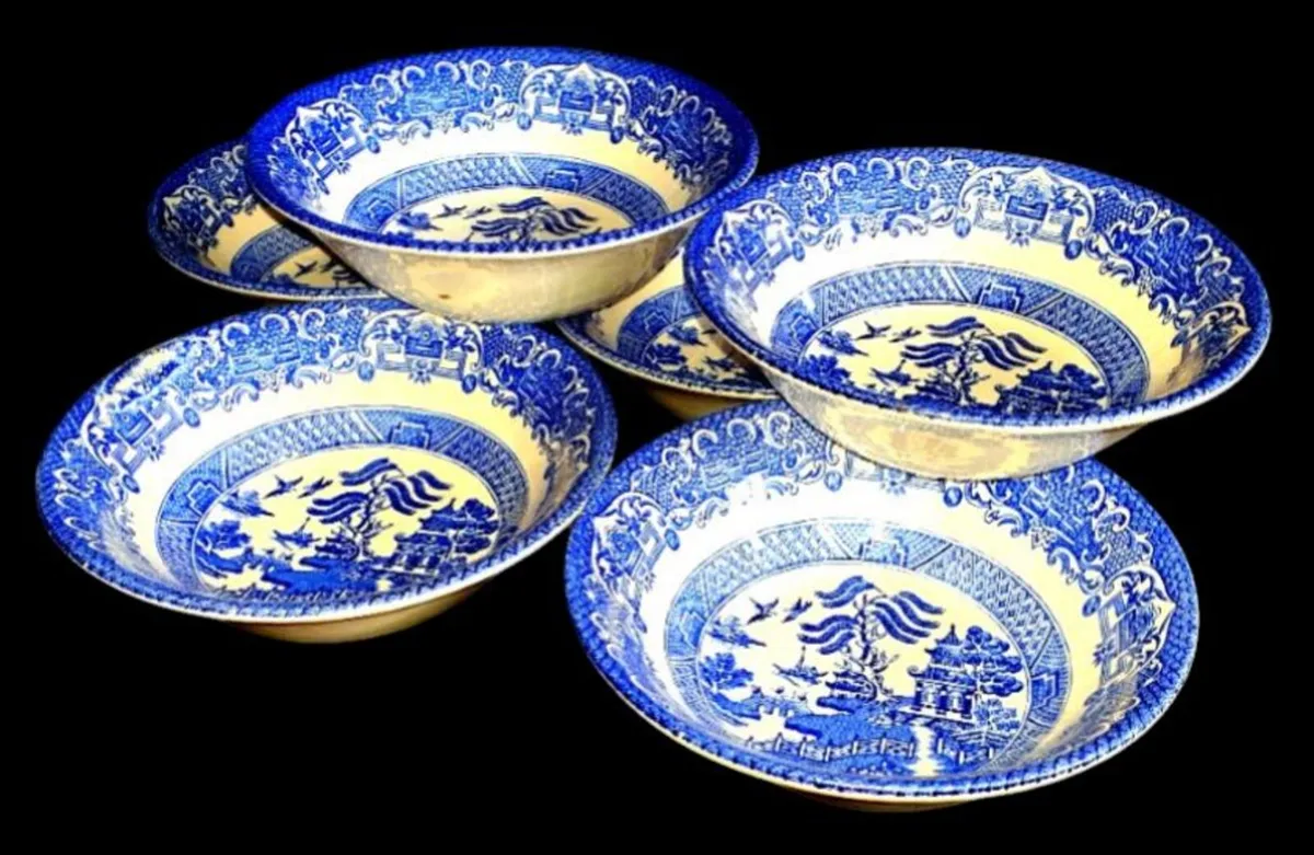6 Vintage EIT Blue Willow Bowls-Pristine - Image 3