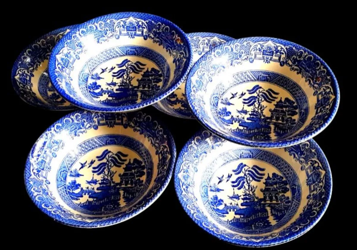 6 Vintage EIT Blue Willow Bowls-Pristine - Image 1
