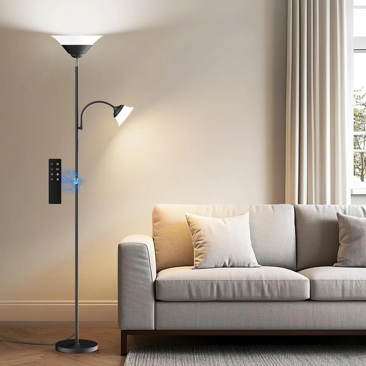 Upgraded 2-In-1 Torchiere Floor Lamp Dimmable - Image 1