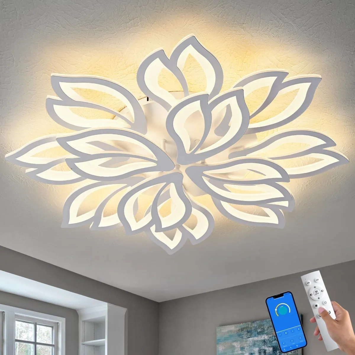 Flower Shaped LED Ceiling Light Dimmable Modern - Image 1