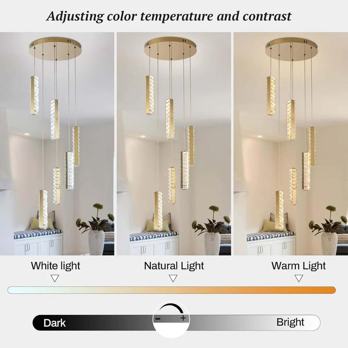 6-Light Raindrop Crystal Pendant Light Dimmable - Image 2