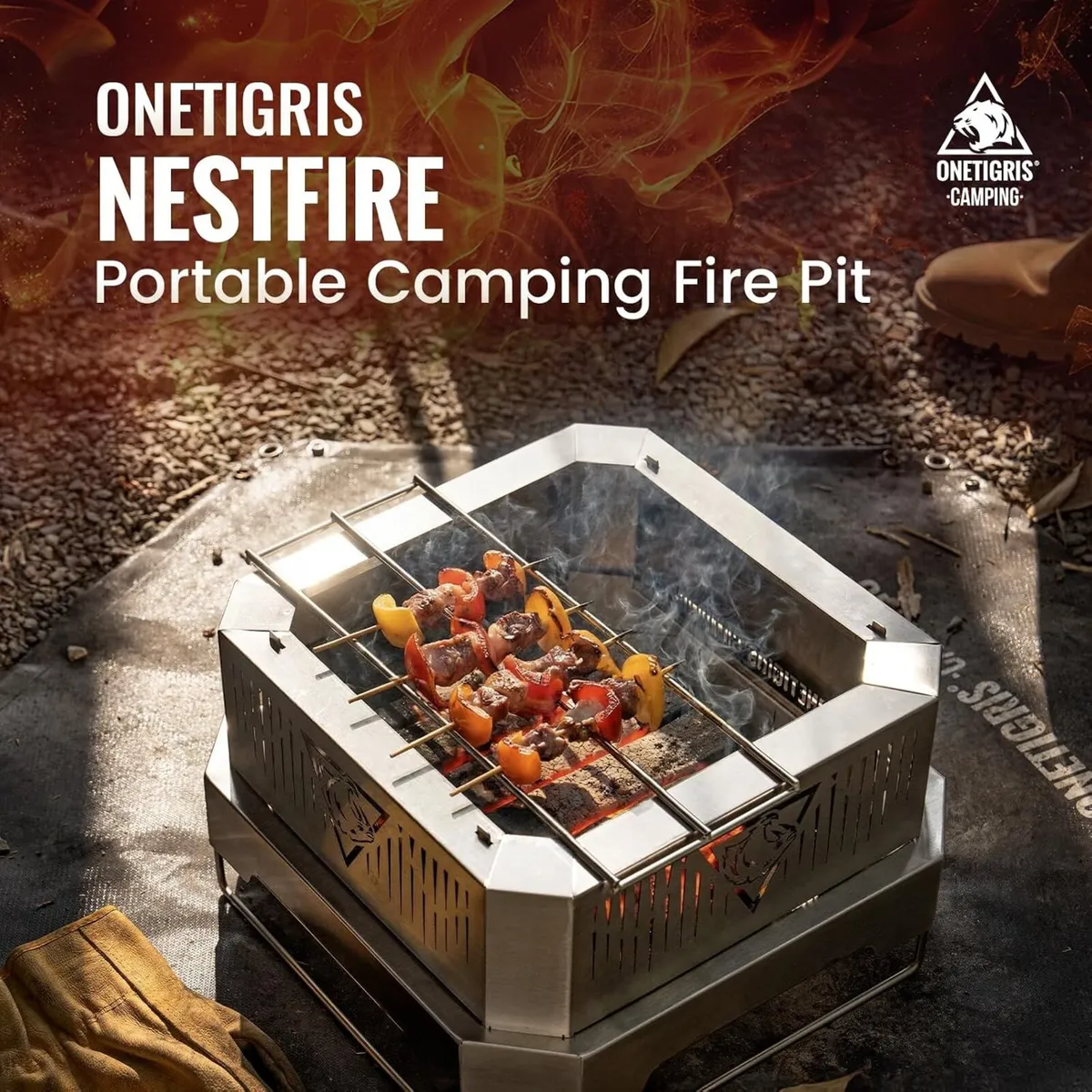 Nestfire 11.8 Inch Portable Fire Pit with Grill - Image 4
