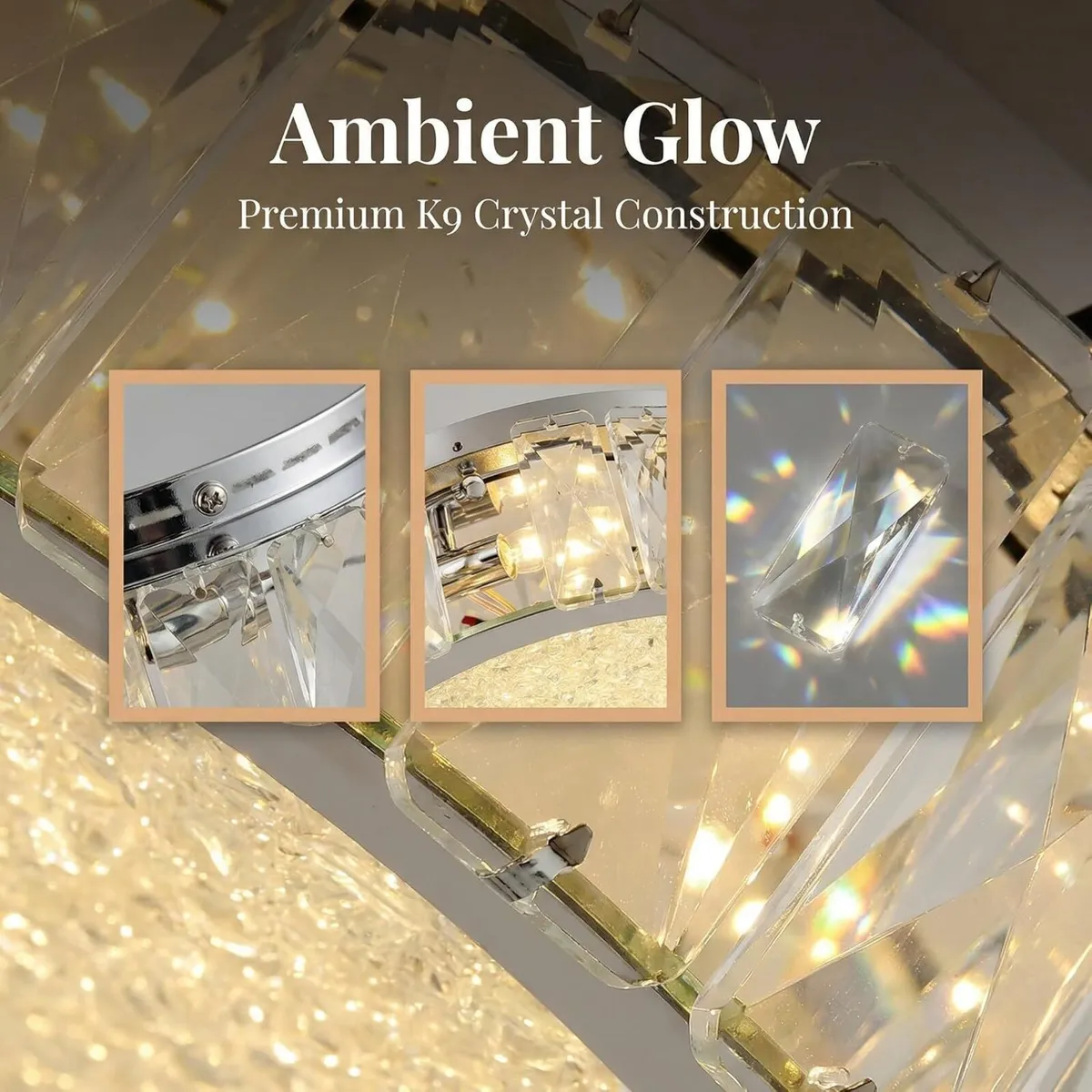 Crystal LED Ceiling Light Fixture 11.8" Flush - Image 2