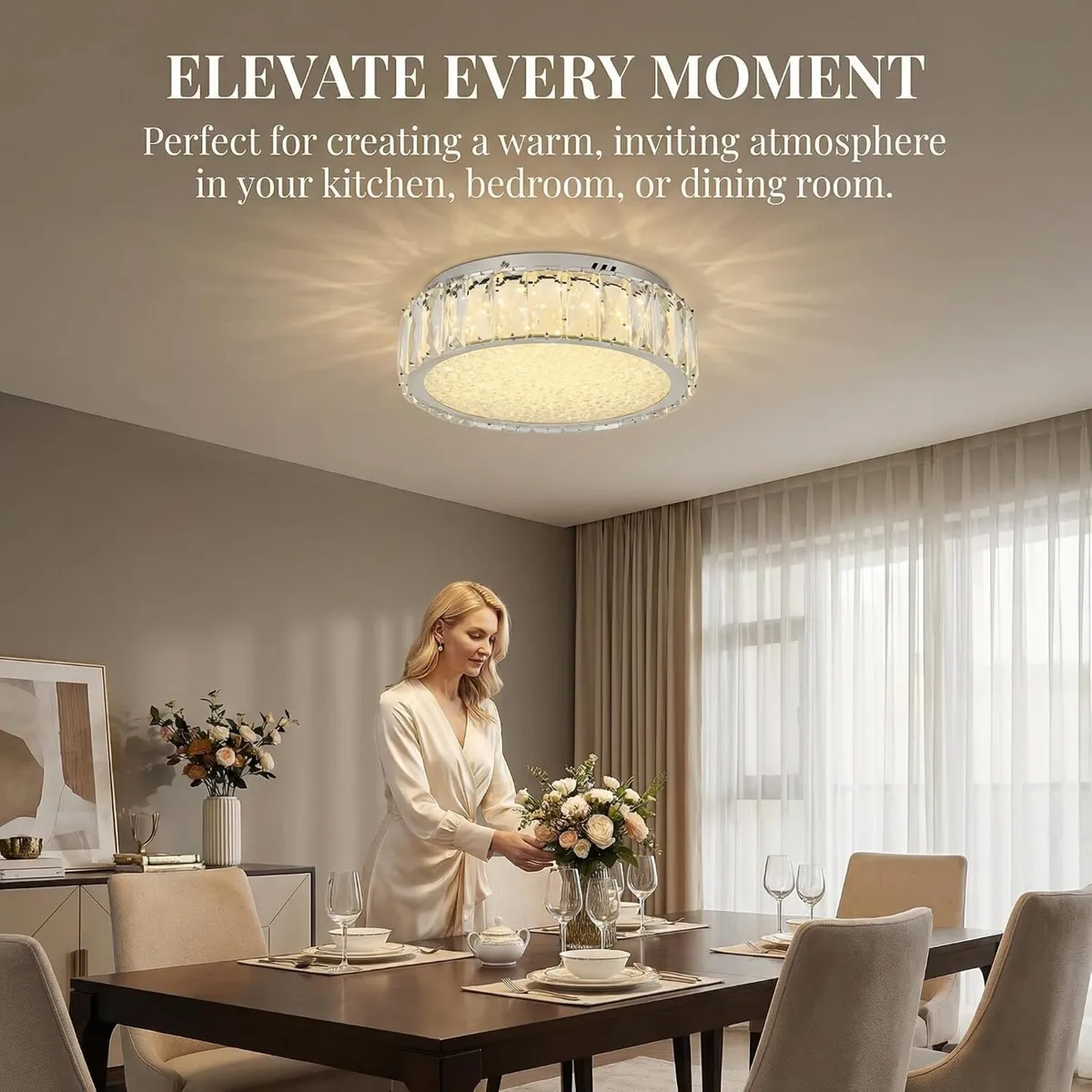 Crystal LED Ceiling Light Fixture 11.8" Flush - Image 3