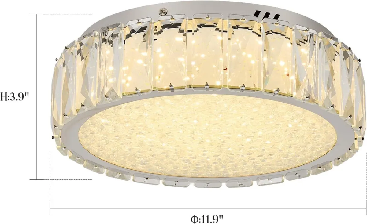 Crystal LED Ceiling Light Fixture 11.8" Flush - Image 4