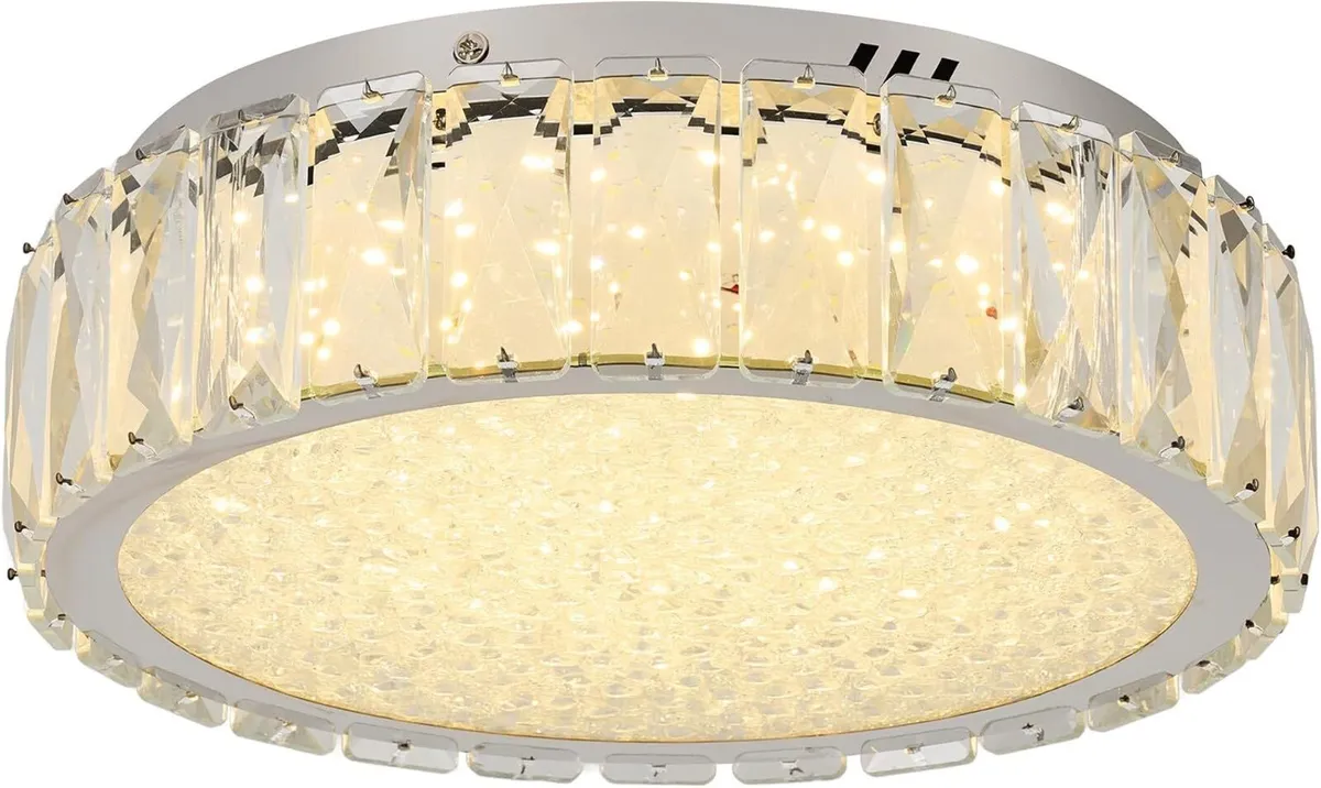 Crystal LED Ceiling Light Fixture 11.8" Flush - Image 1