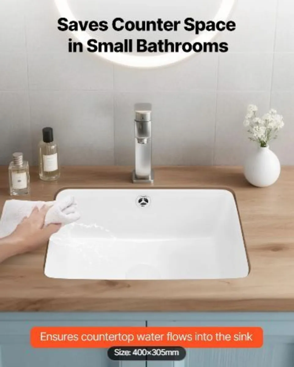 Undermount Bathroom Sink, 400 x 305 mm - Image 3