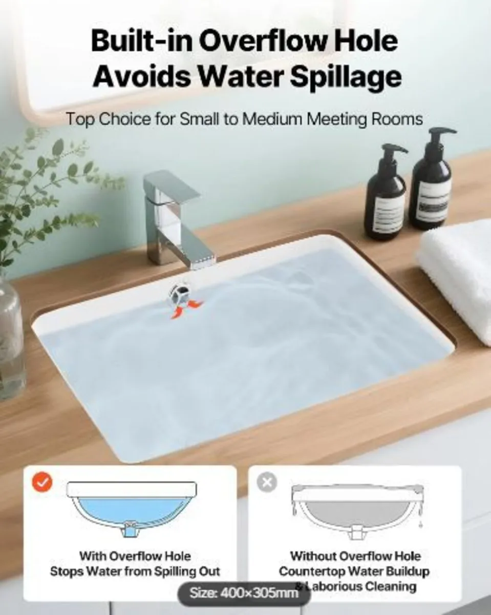 Undermount Bathroom Sink, 400 x 305 mm - Image 4