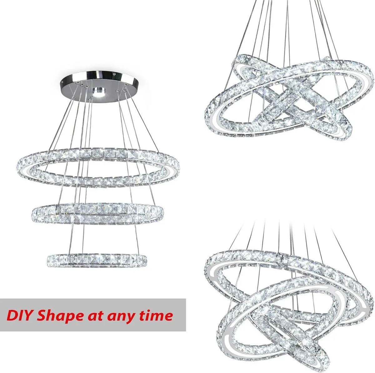 3-Ring Modern Acrylic Crystal Ring Pendant - Image 2