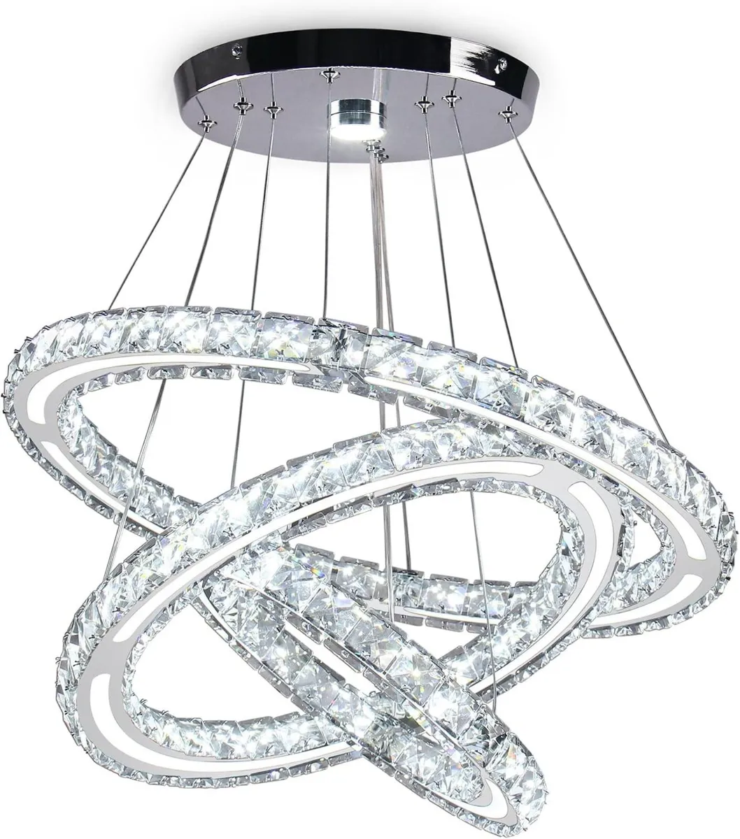 3-Ring Modern Acrylic Crystal Ring Pendant - Image 1