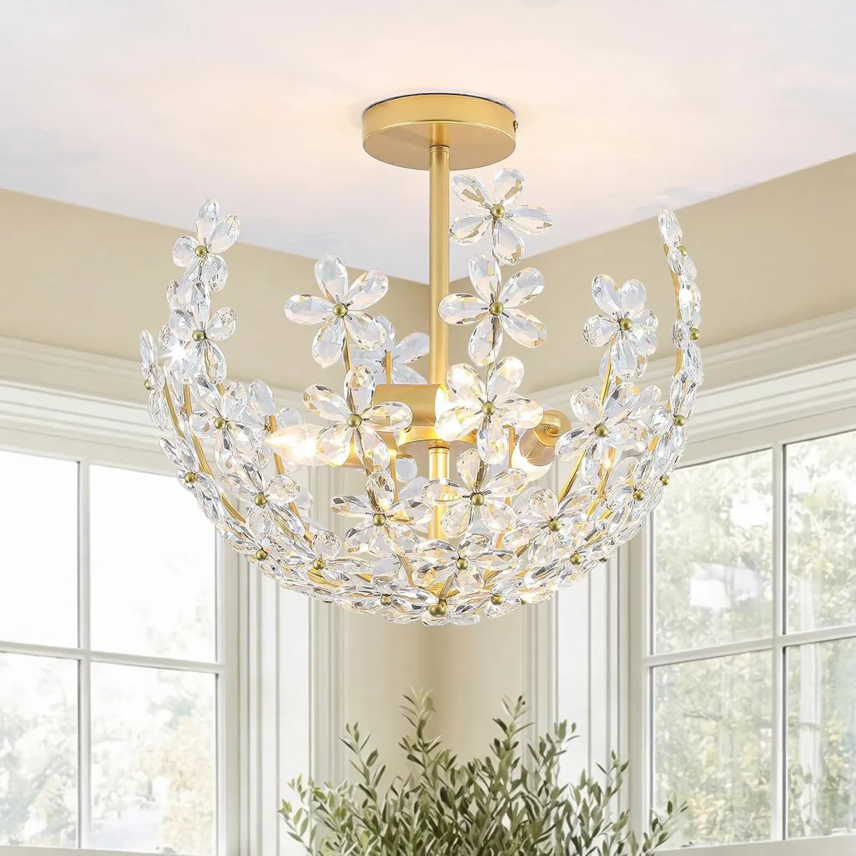 Glass Ceiling Light Fixture 3 Handmade Art - Image 1