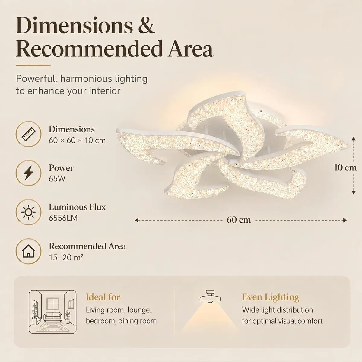 Modern LED Ceiling Light Dimmable 65W Lamp - Image 4