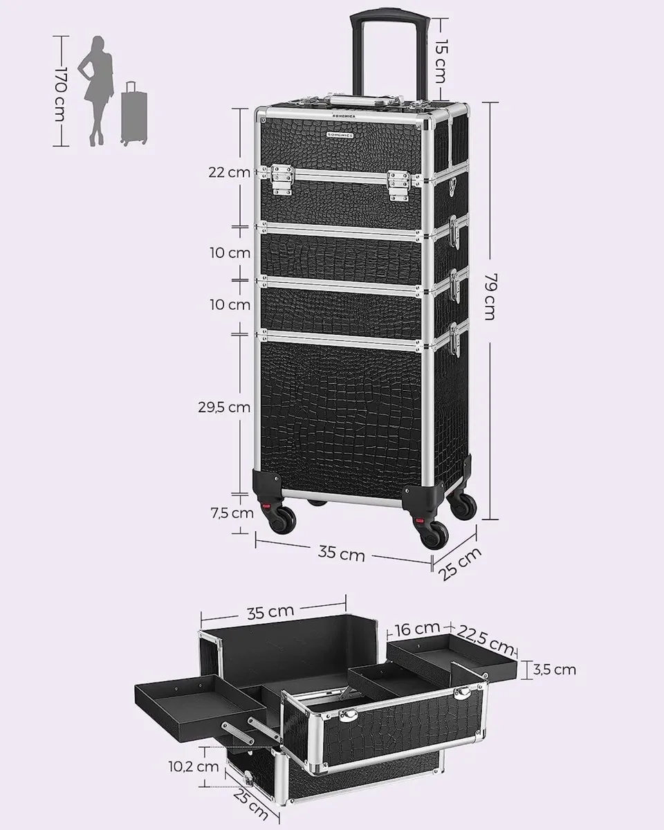 Aluminium Vanity Cosmetic Rolling Case - Image 2