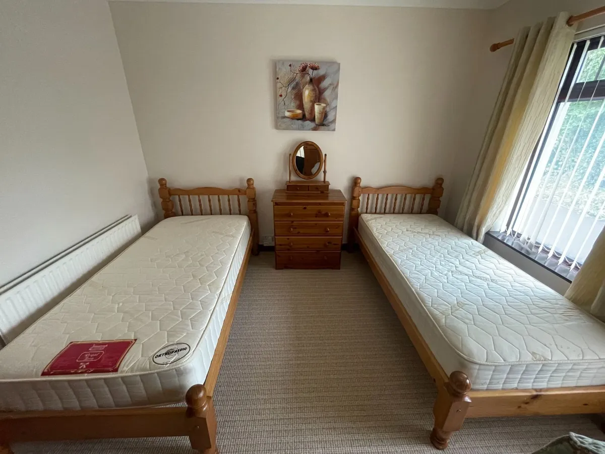 Pine Twin Beds + Dresser - Image 1