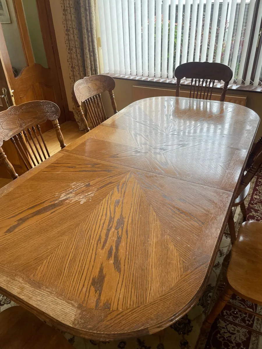Oak Dining Table & 6 Chairs - Image 2