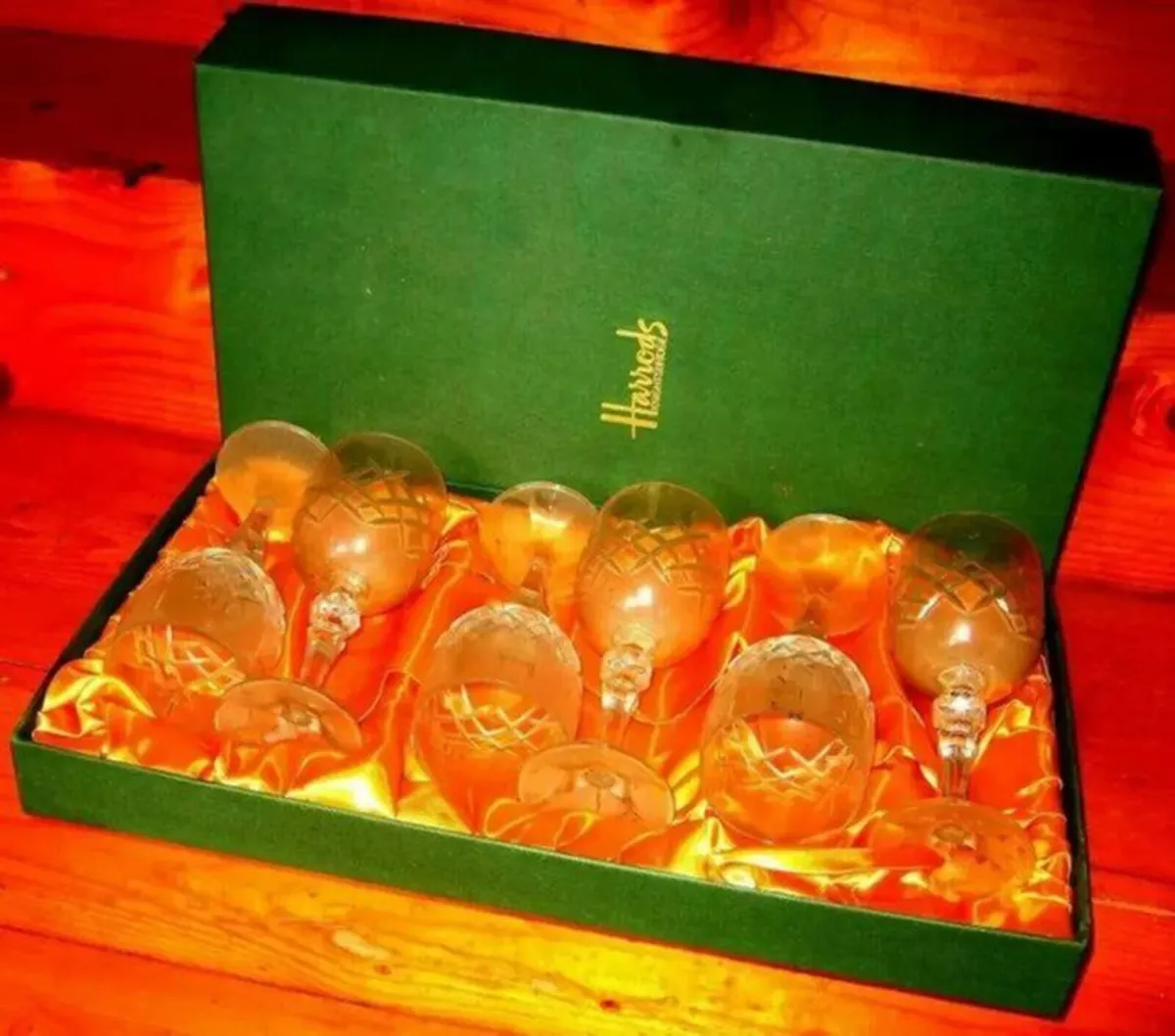 Vintage Harrods Cut Crystal Wine Glasses-Set of 6 - Image 3