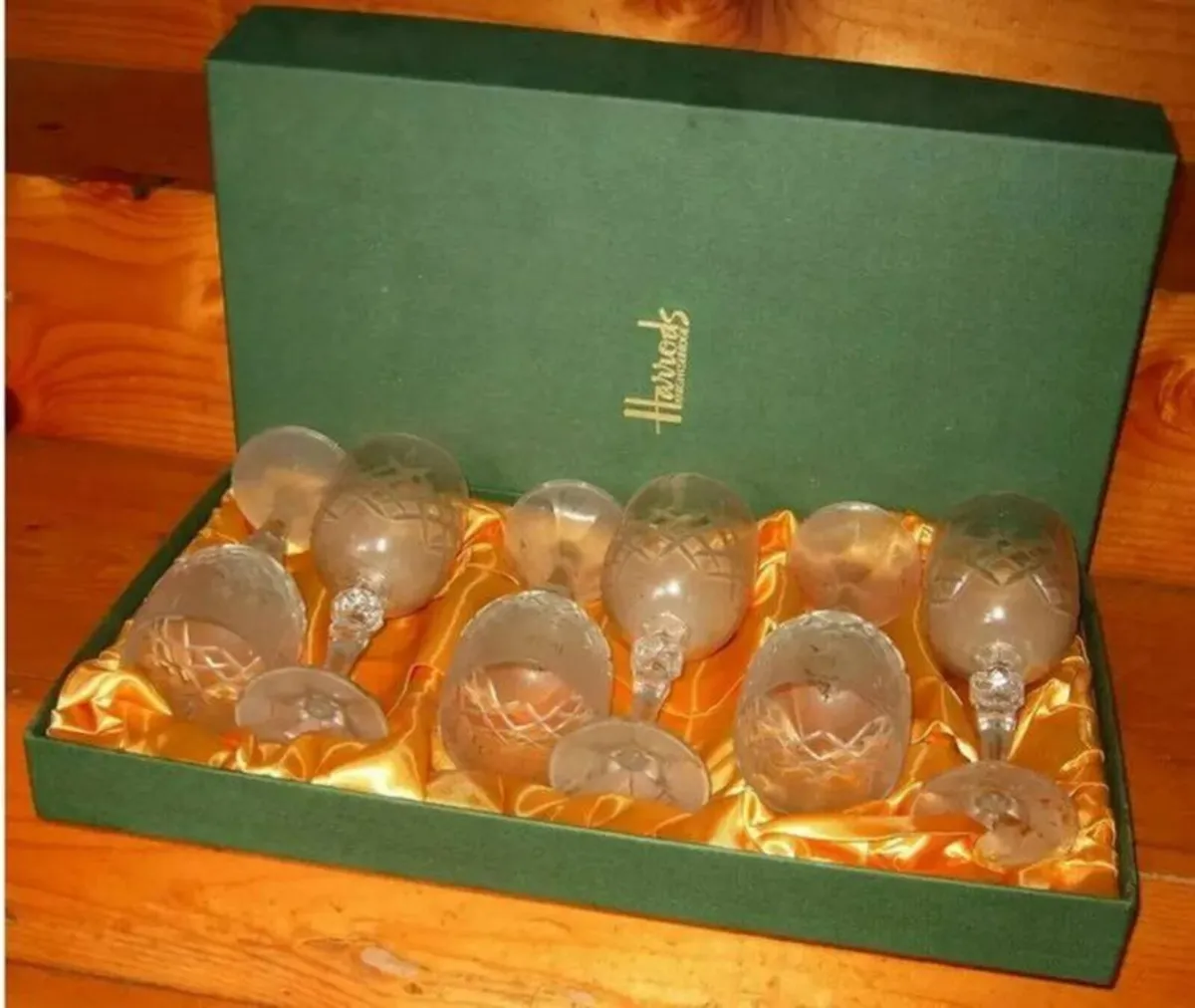 Vintage Harrods Cut Crystal Wine Glasses-Set of 6 - Image 4