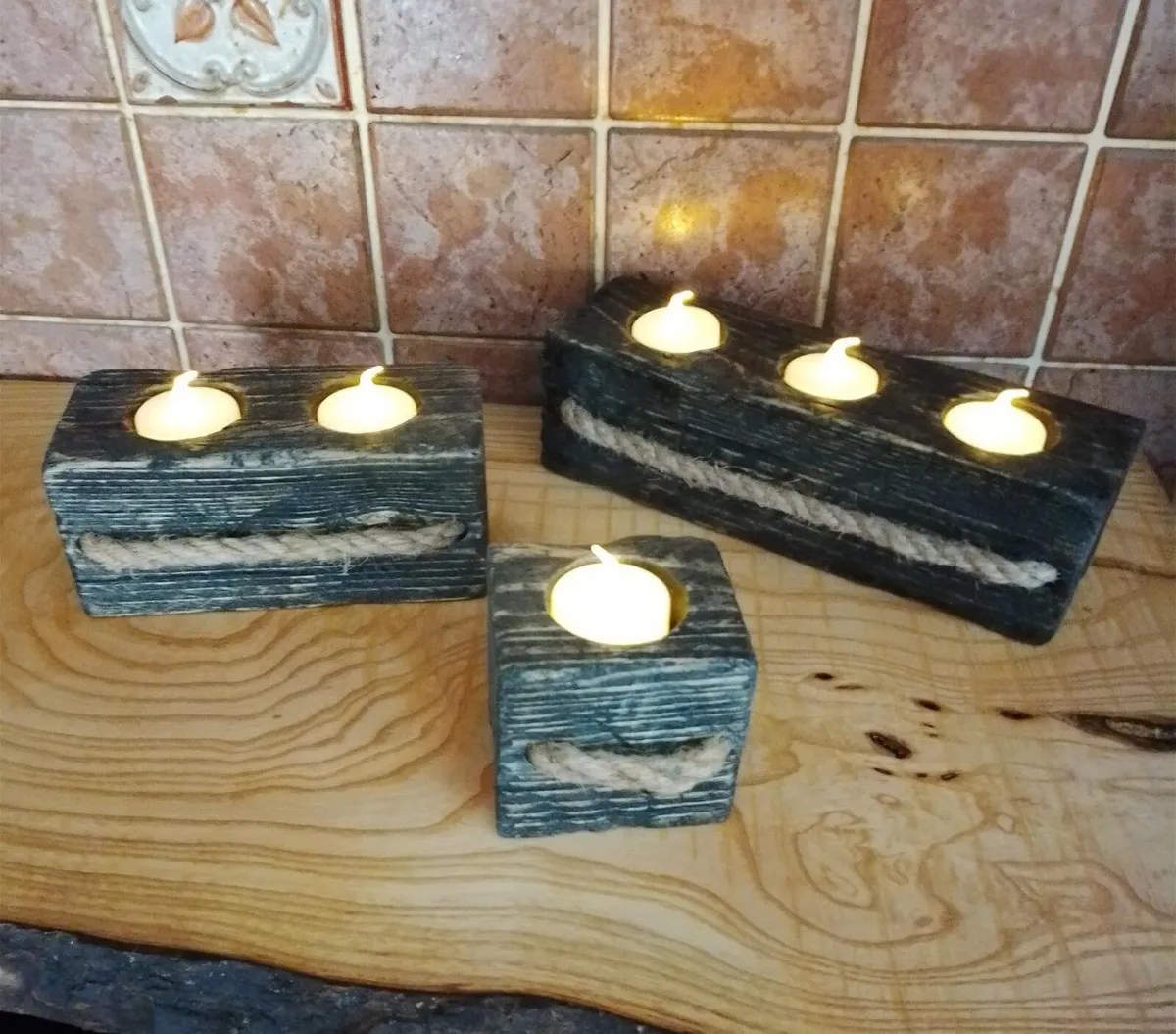 Tealight Holders Handmade From Reclaimed Wood - Image 1