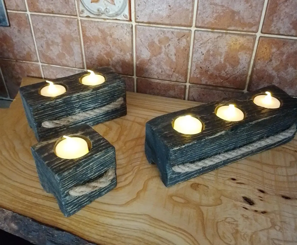 Tealight Holders Handmade From Reclaimed Wood - Image 2