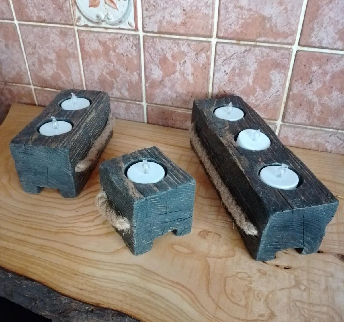 Tealight Holders Handmade From Reclaimed Wood - Image 4