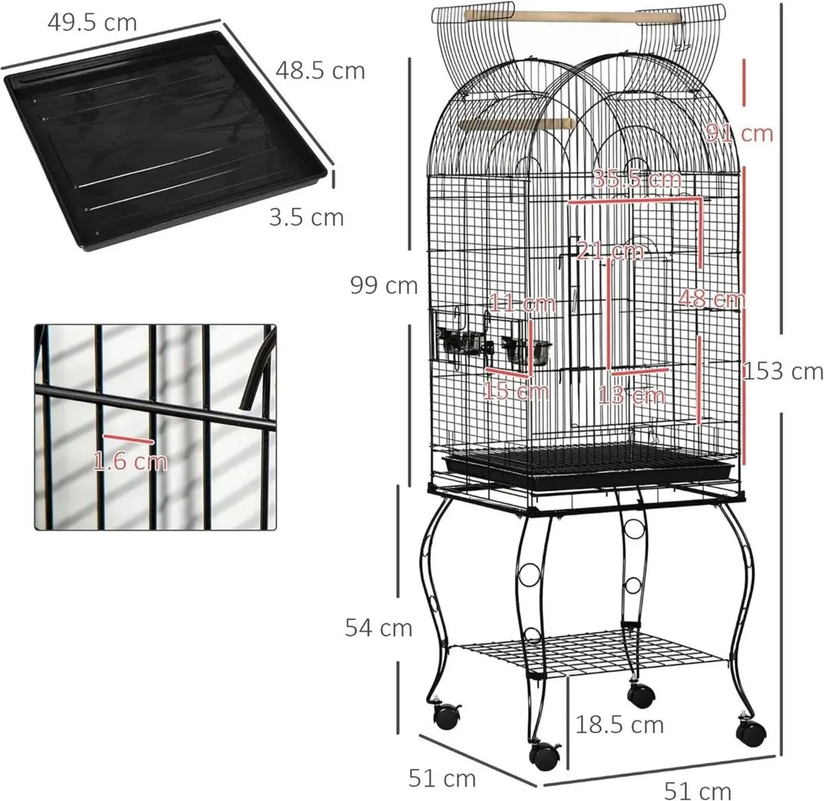 Large Bird Cage with Stand for Pet Birds - Image 2