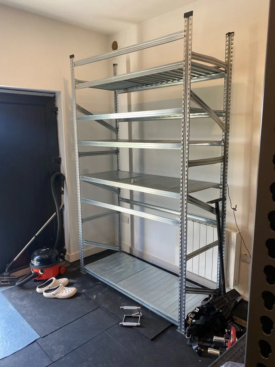 2x Heavy-duty Galvanized Garage Shelving units - Image 1