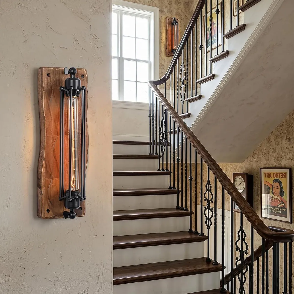 2-Pack Wooden Wall Lights for Living Room Lamps - Image 3