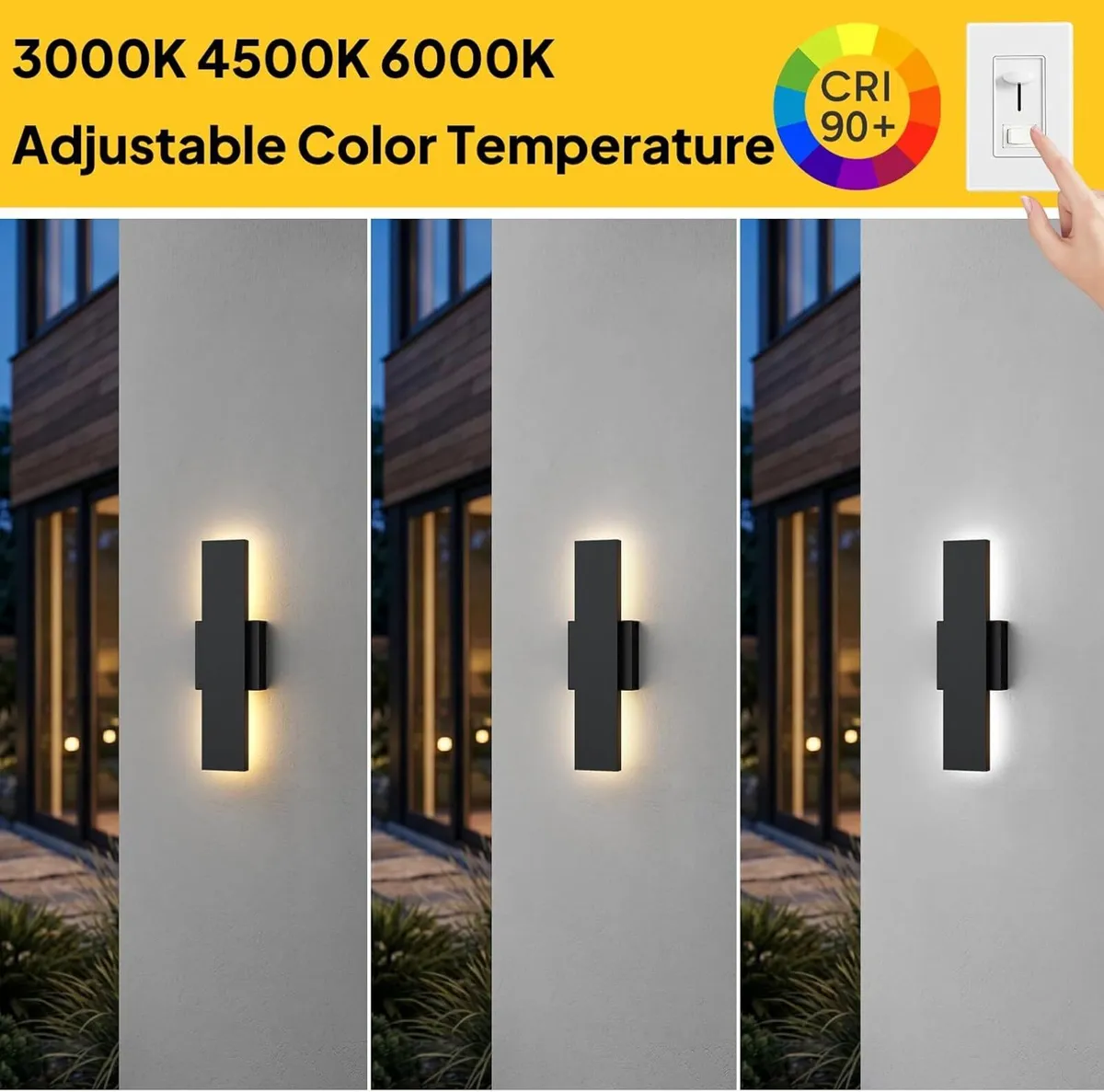 Modern LED Outdoor Wall Light 3000K 4500K (2 Pack) - Image 3