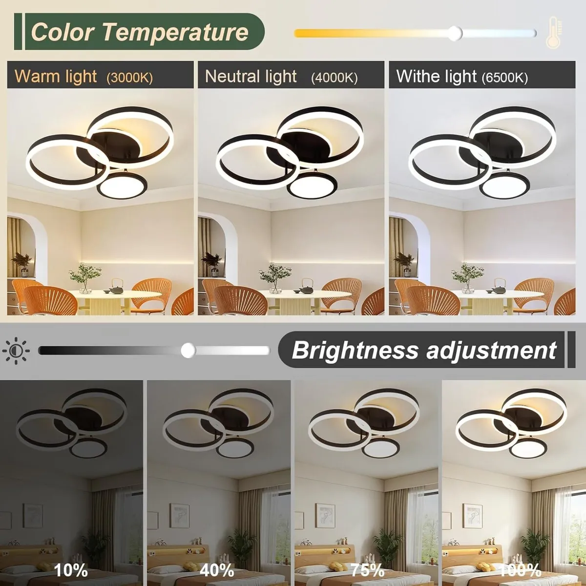 LED Ceiling Light 45W 3771lm Lights for Bedroom - Image 2
