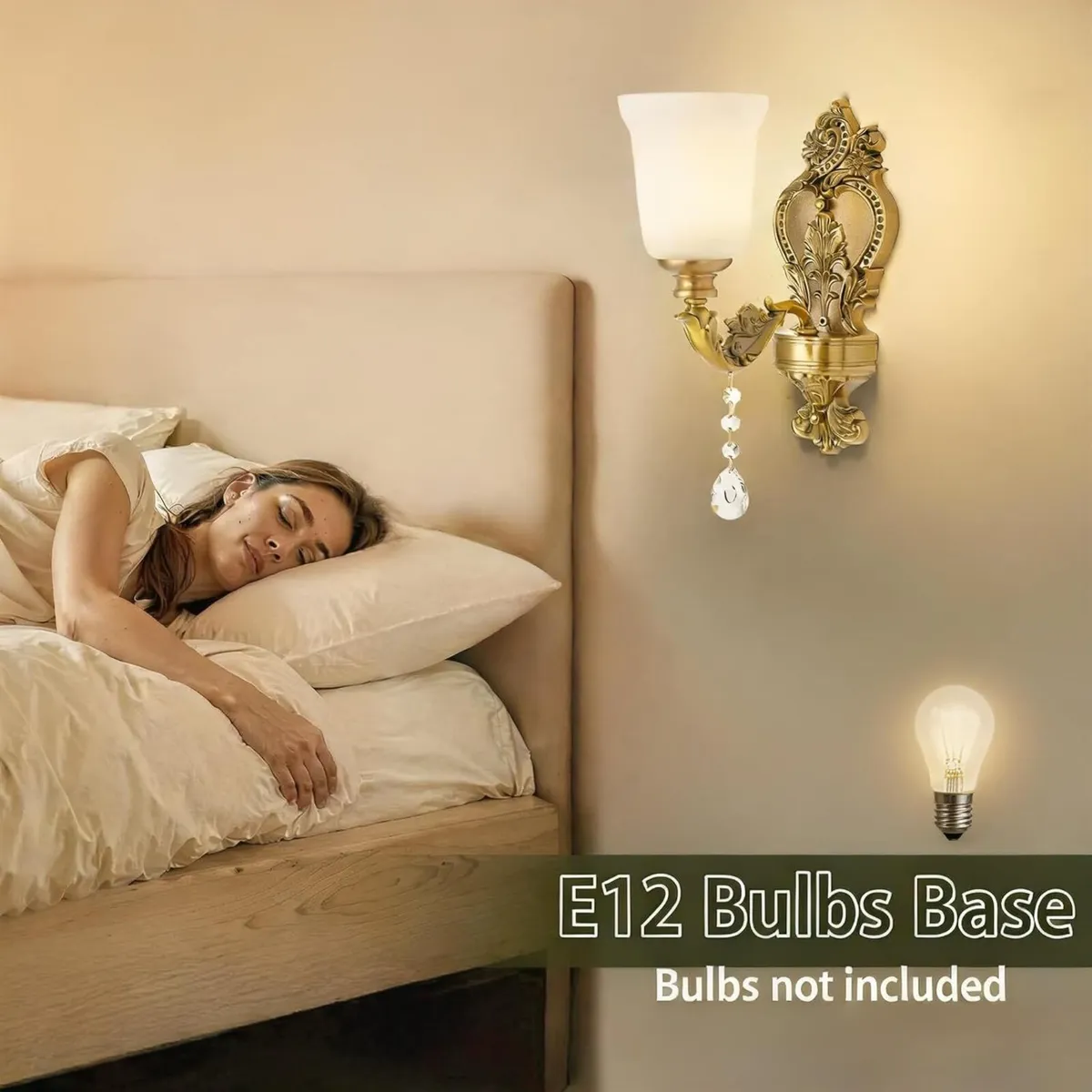 2-Pack Retro Wall Sconce with Milk Glass Shade - Image 4