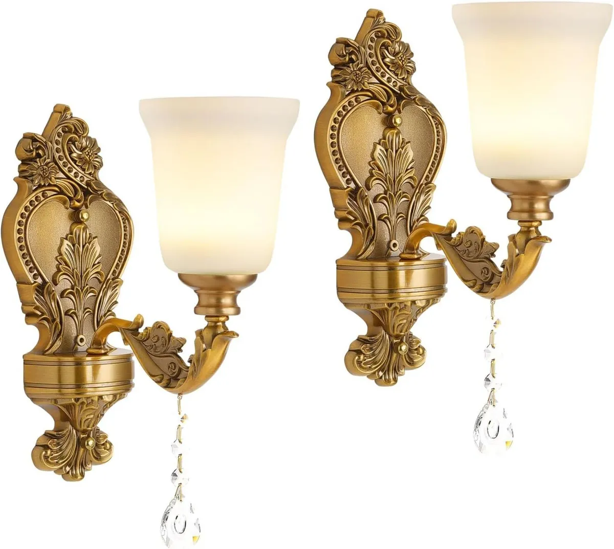2-Pack Retro Wall Sconce with Milk Glass Shade - Image 1