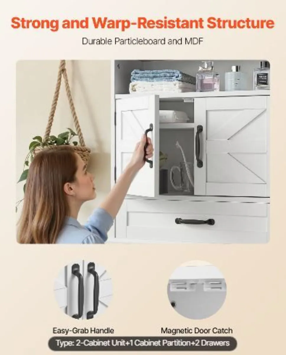 Bathroom Wall Cabinet, 2 Doors & Adjustable - Image 3