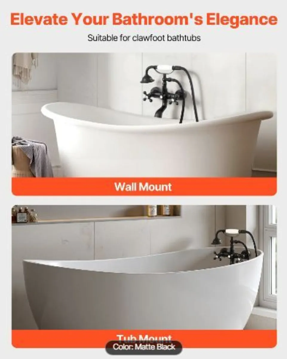 Wall Mount Bathtub Faucets with Handheld Shower - Image 2