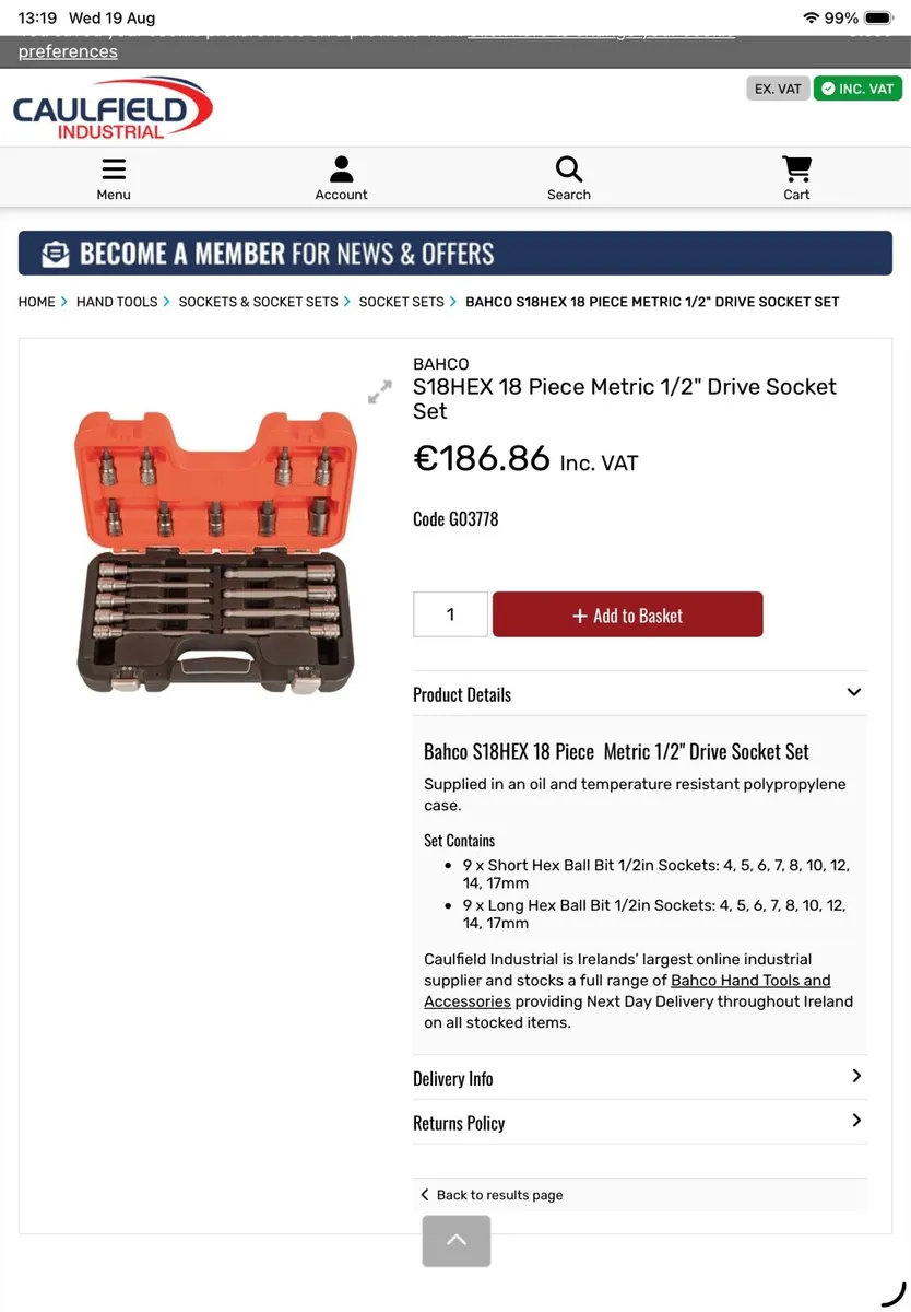 Bahco S18HEX 1/2” Hex Socket Set - Image 2