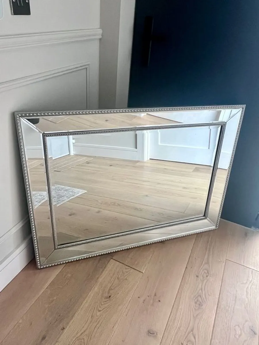 Brushed chrome ornate mirror - Image 2