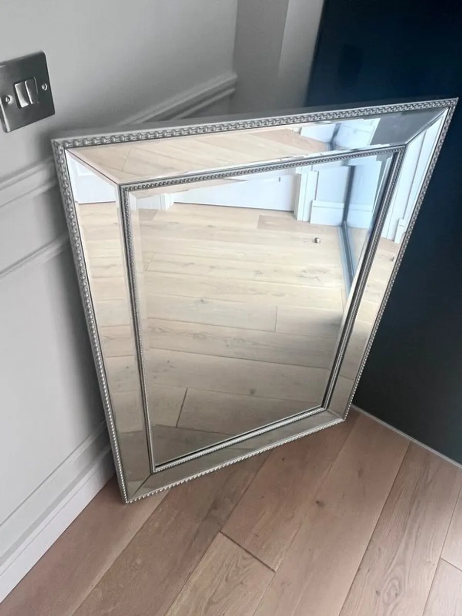 Brushed chrome ornate mirror - Image 3
