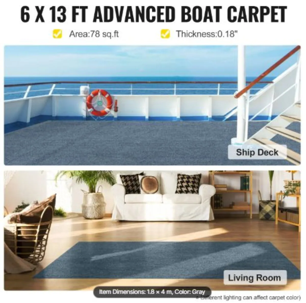 Marine Carpet 182.9x396.2 cm Boat Carpet Rugs - Image 2