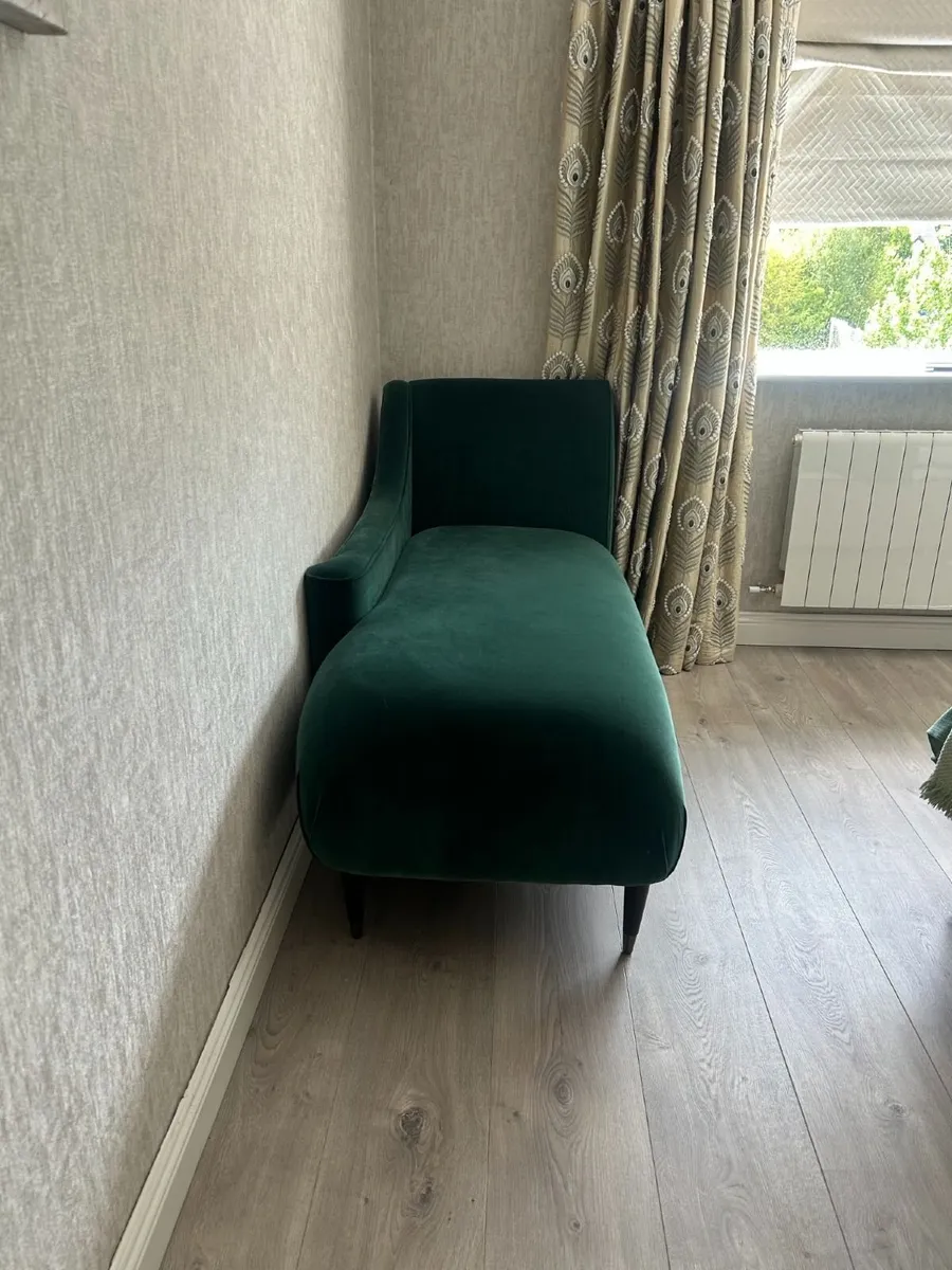 Custom Emerald Green Velvet Chaise — 1650 - Image 1