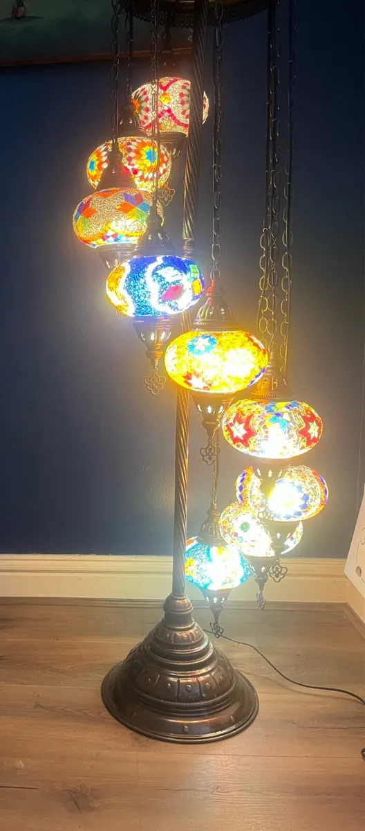 Turkish Moroccan Colourful Mosaic Globe Floor Lamp - Image 3
