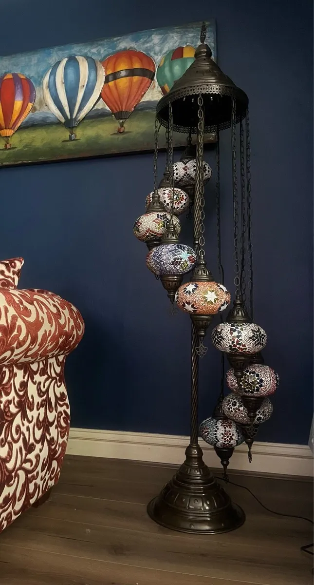 Turkish Moroccan Colourful Mosaic Globe Floor Lamp - Image 2