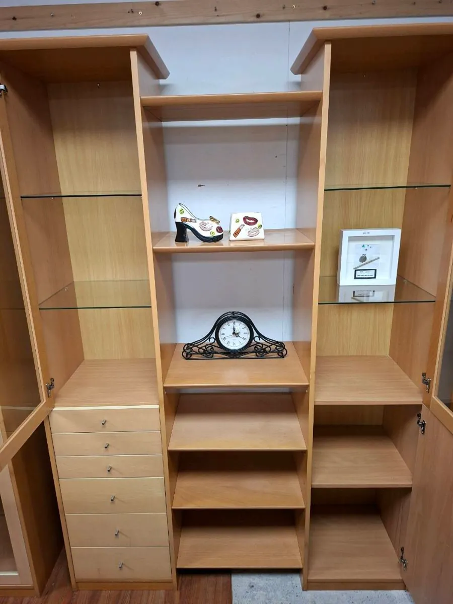 WOODEN WALL UNIT AND DISPLAY CABINET - Image 2