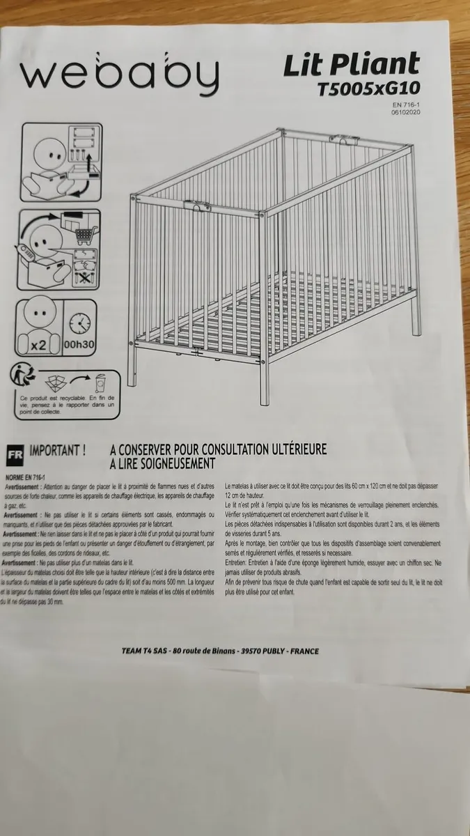 Wooden Baby Cot – Excellent Condition - Image 3