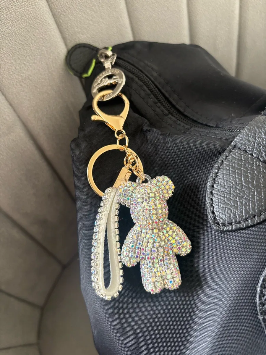 Rhinestone teddy bear keychain with matching strap - Image 3