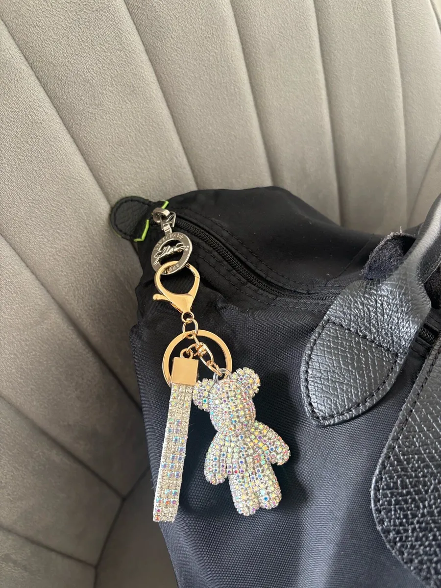 Rhinestone teddy bear keychain with matching strap - Image 4