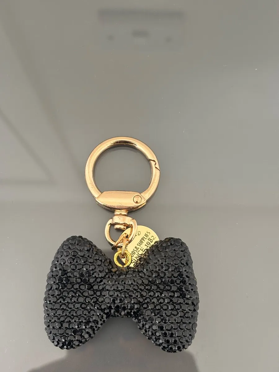 Black Rhinestone bow bag charm/keychain - Image 1